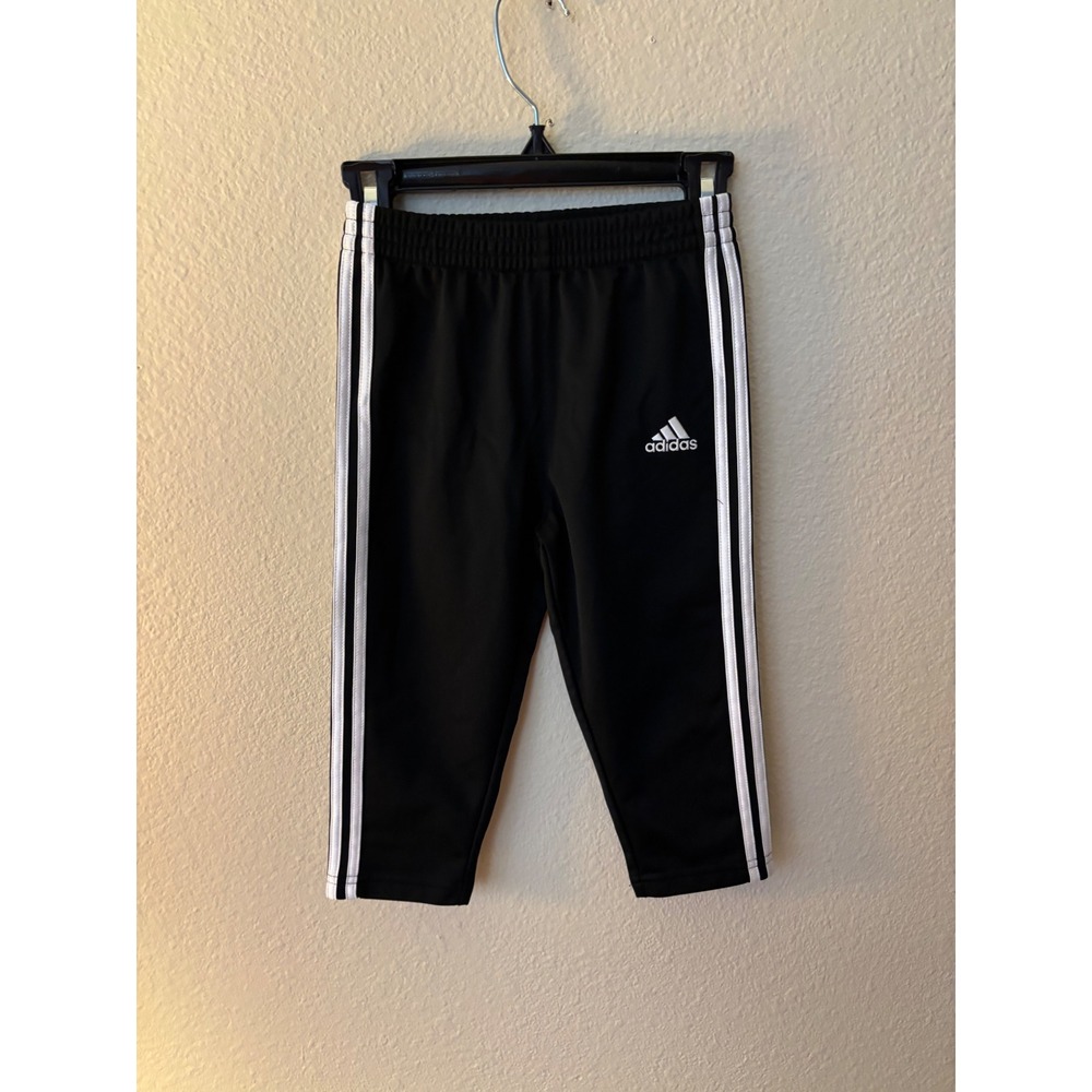 Adidas Toddler Black White 3 Stripe Track Pants 24 Months
 Polyester A1182